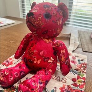 Johnny Was Pink Floral Teddy Bear and tote